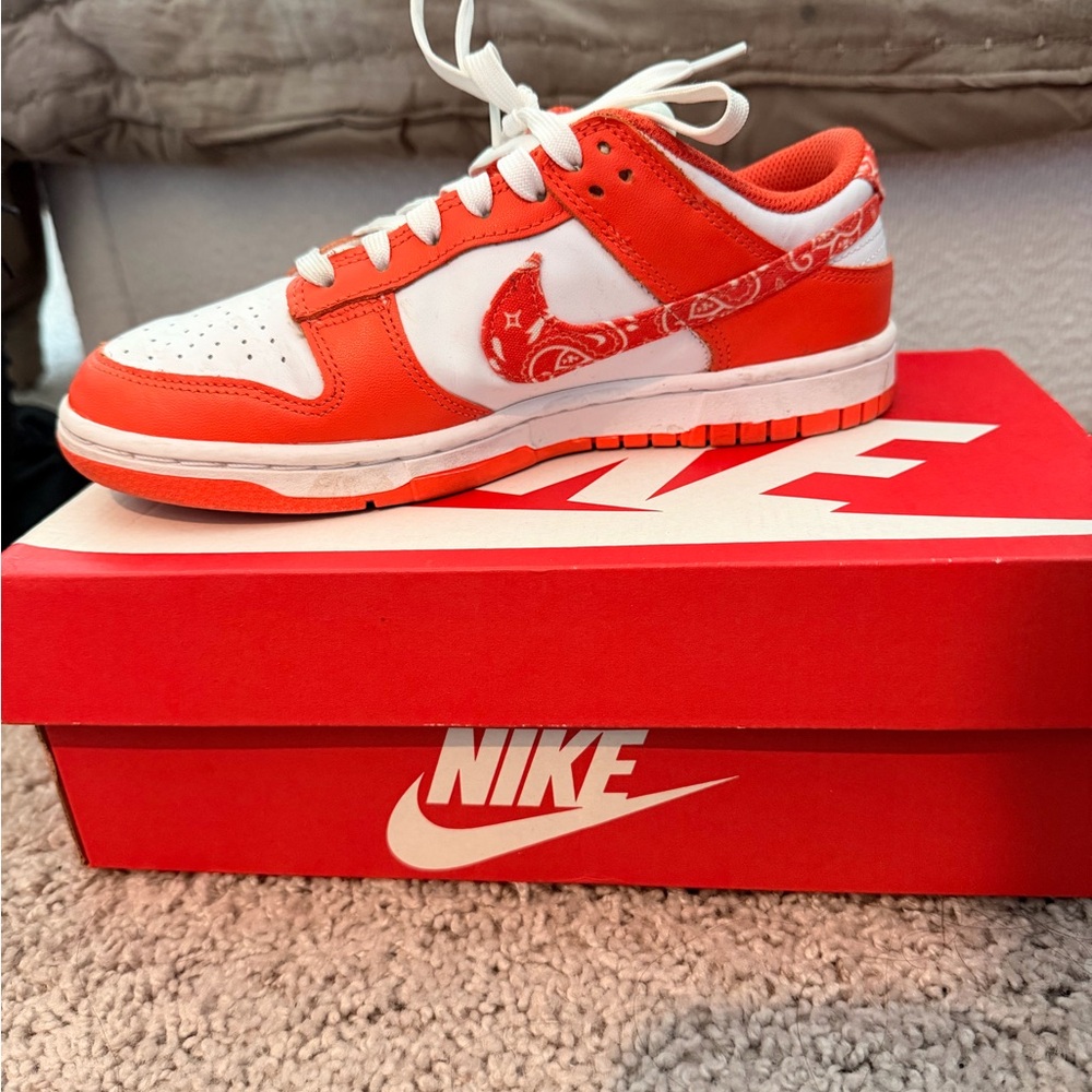 Nike Orange and White Low-Top Sneakers